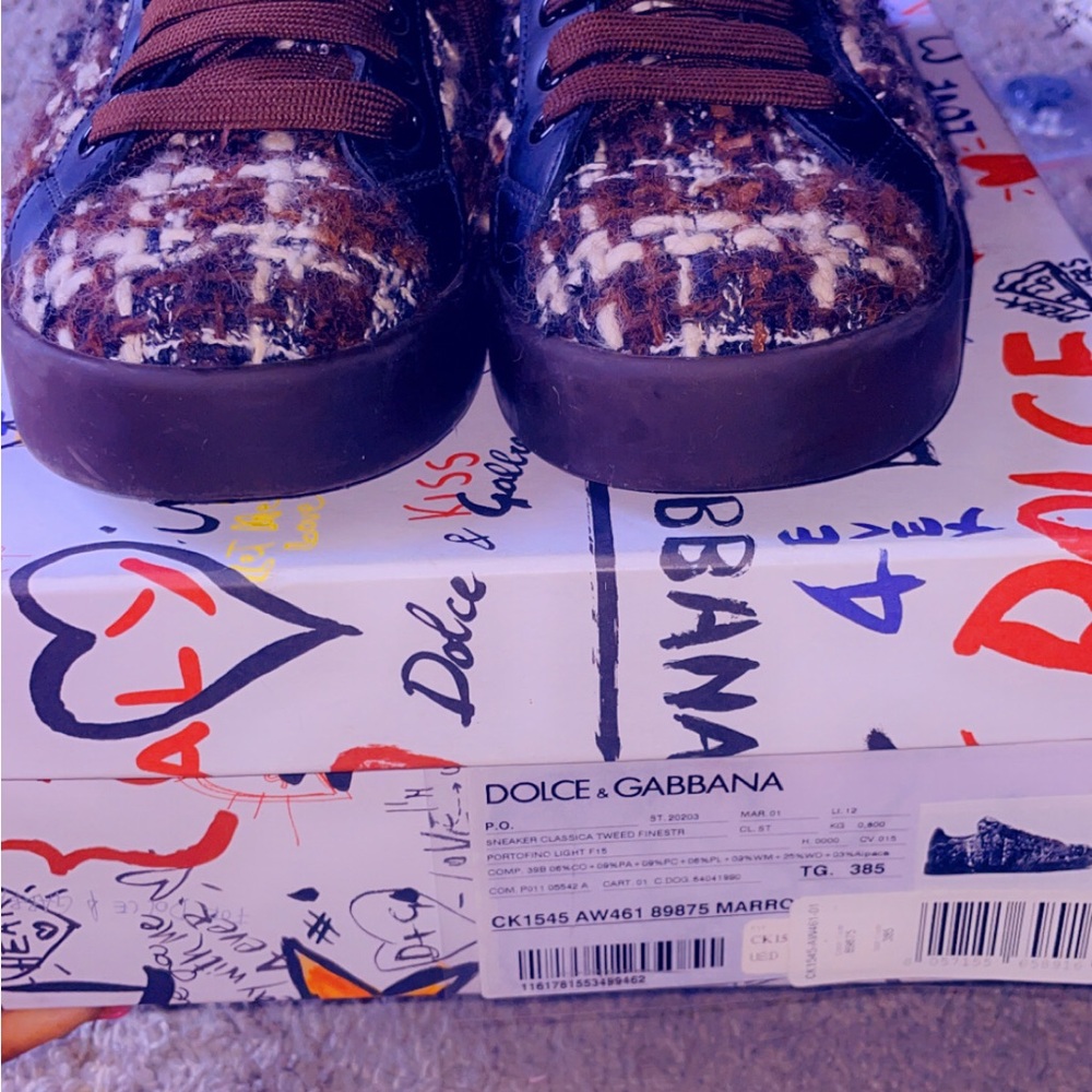 Dolce & Gabbana Brown Sneakers with Glossy Finish